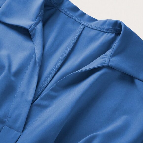 Blue Preppy Women's Batwing Sleeve Dress With Hidden Pockets - Picture 5 of 5